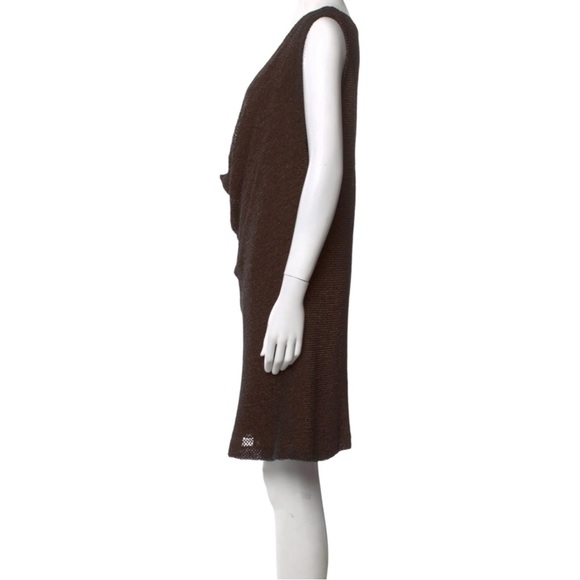 SHAMASK Cowl Neck Shift Sleeveless Dress in Espresso Brown Size Small — FAB!!! - Picture 3 of 8